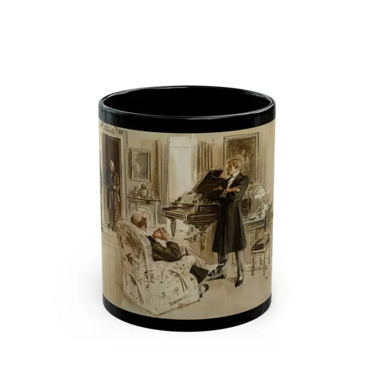 Gentleman's Club, Interior Illustration - Black Coffee Mug 11oz - Go Mug Yourself
