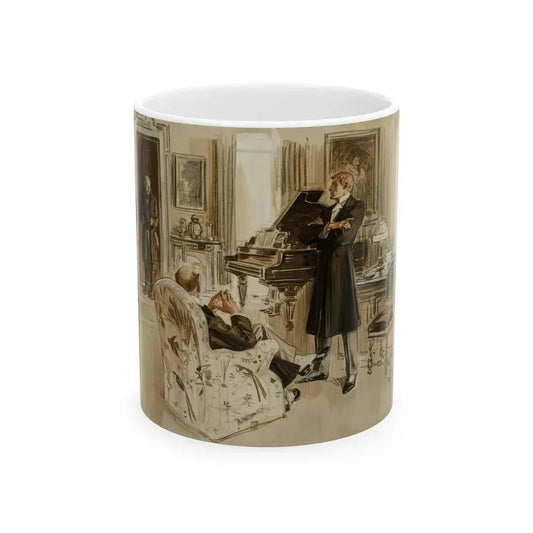 Gentleman's Club, Interior Illustration - White Coffee Mug 11oz - Go Mug Yourself