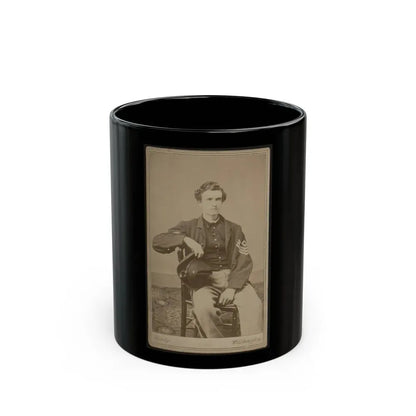 Geo. B. Field, Three-Quarter Length Studio Portrait, Sitting In Chair, Facing Slightly Right, Wearing Military Uniform (U.S. Civil War) Black Coffee Mug 11oz - Go Mug Yourself
