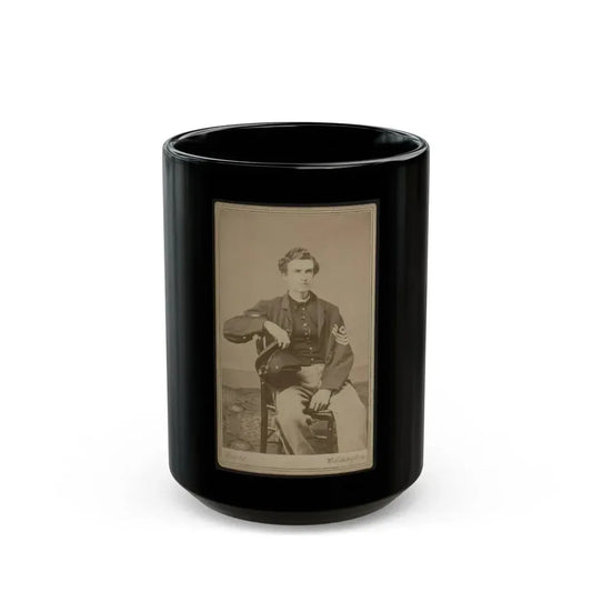 Geo. B. Field, Three-Quarter Length Studio Portrait, Sitting In Chair, Facing Slightly Right, Wearing Military Uniform (U.S. Civil War) Black Coffee Mug 15oz - Go Mug Yourself
