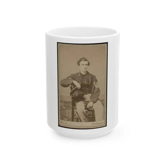 Geo. B. Field, Three-Quarter Length Studio Portrait, Sitting In Chair, Facing Slightly Right, Wearing Military Uniform (U.S. Civil War) White Coffee Mug 15oz - Go Mug Yourself