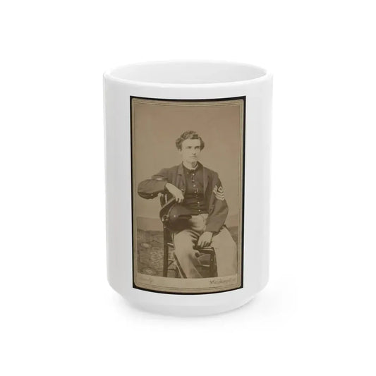 Geo. B. Field, Three-Quarter Length Studio Portrait, Sitting In Chair, Facing Slightly Right, Wearing Military Uniform (U.S. Civil War) White Coffee Mug 15oz - Go Mug Yourself