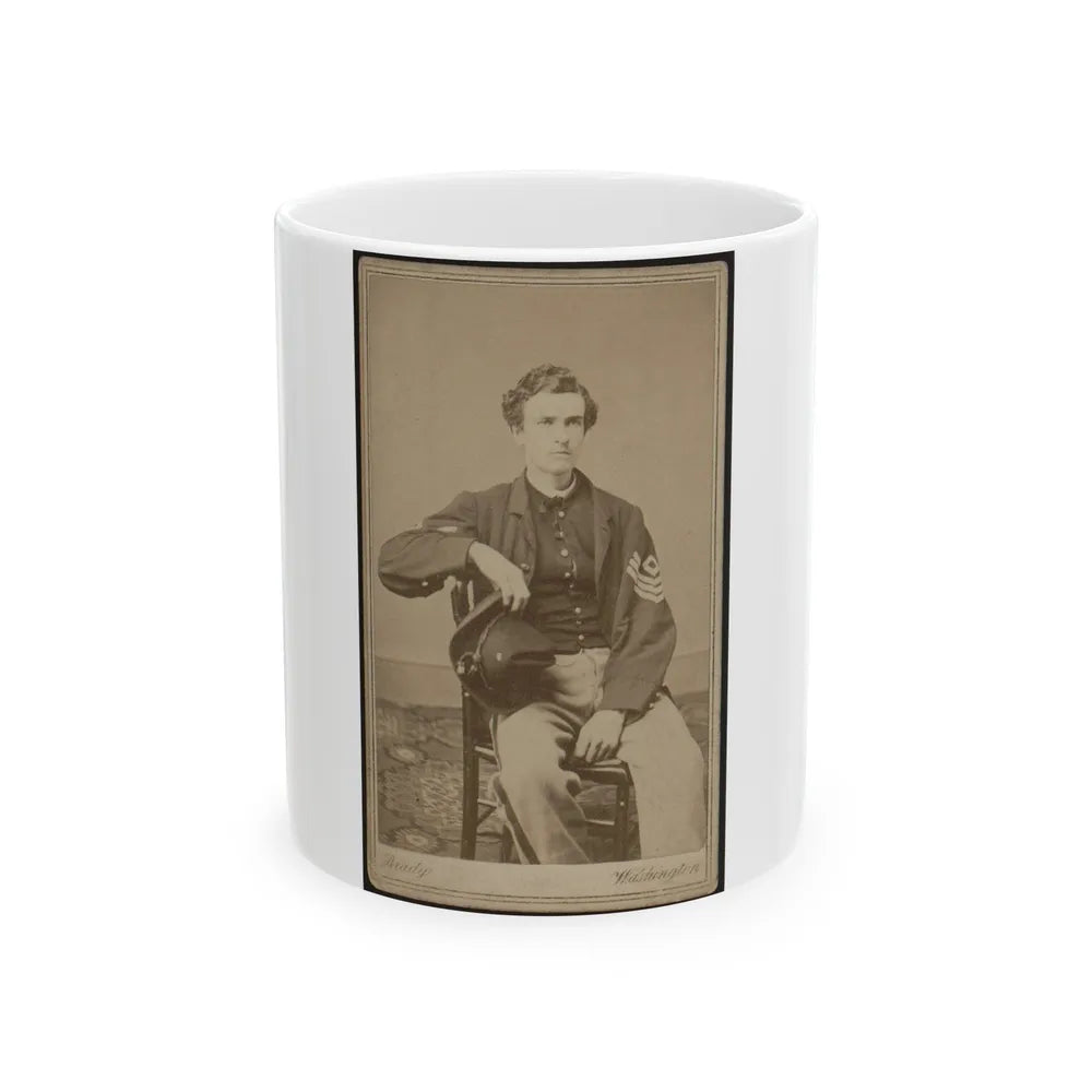 Geo. B. Field, Three-Quarter Length Studio Portrait, Sitting In Chair, Facing Slightly Right, Wearing Military Uniform (U.S. Civil War) White Coffee Mug-11oz-Go Mug Yourself