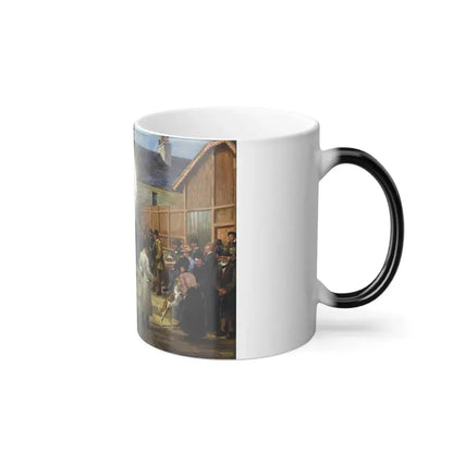 Geoffrey Douglas (1857-1941) The Puppy Show - Oil on Canvas - Color Changing Mug 11oz - Go Mug Yourself