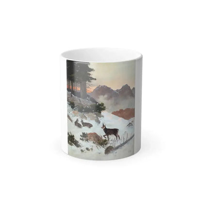 Georg Berger (1862-1942) Chamois in Winter - Oil on Canvas - Color Changing Mug 11oz 11oz - Go Mug Yourself