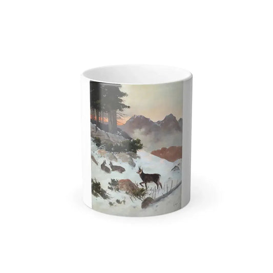 Georg Berger (1862-1942) Chamois in Winter - Oil on Canvas - Color Changing Mug 11oz 11oz - Go Mug Yourself