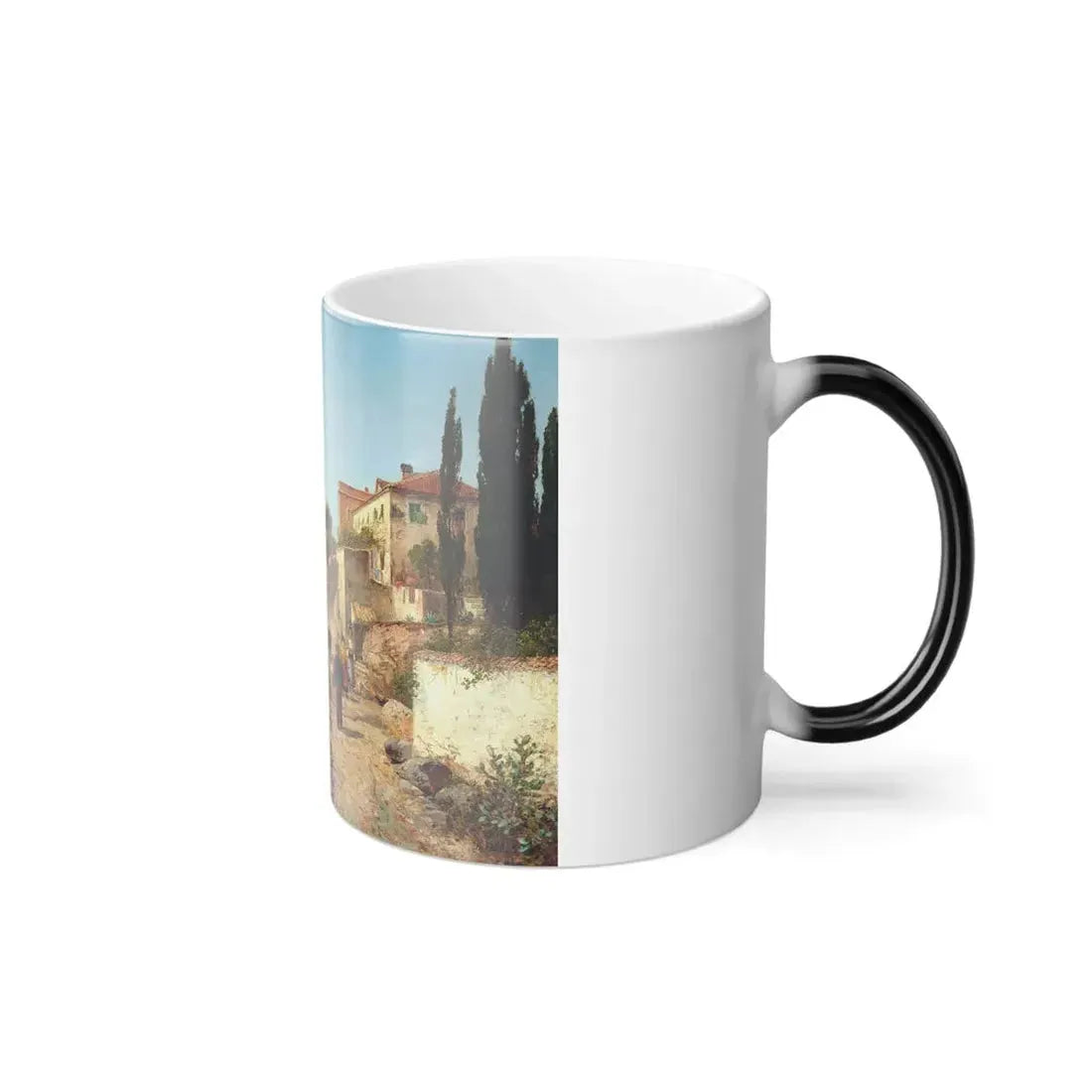 Georg Fischhof (1849-1914) Partie bei Castellamare - oil on canvas - Color Changing Mug 11oz - Go Mug Yourself