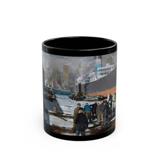 George Bellows (1882-1925) Men of the Docks - oil on canvas 1912 - Black Coffee Mug 11oz - Go Mug Yourself