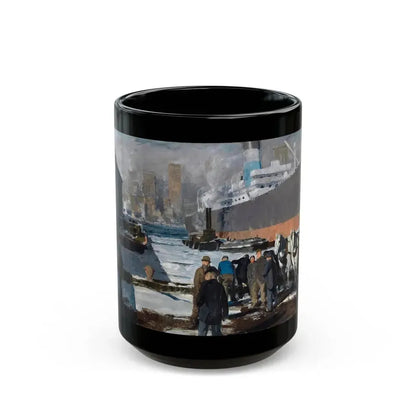 George Bellows (1882-1925) Men of the Docks - oil on canvas 1912 - Black Coffee Mug 15oz - Go Mug Yourself