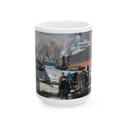 George Bellows (1882-1925) Men of the Docks - oil on canvas 1912 - White Coffee Mug 15oz - Go Mug Yourself