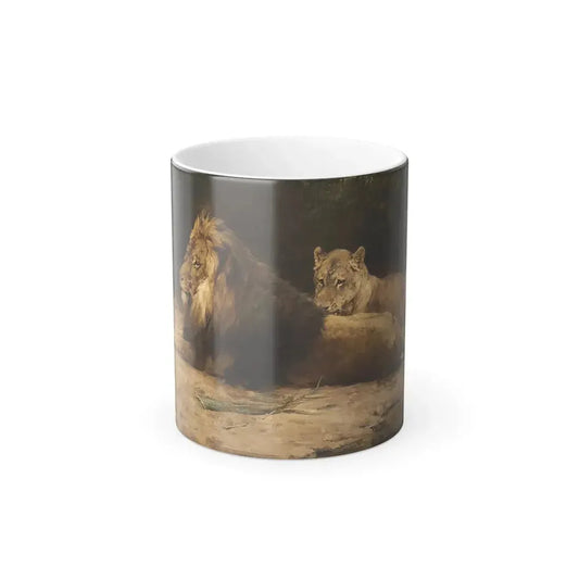 George Denholm Armour (1864-1949) Lion and Lioness at Rest - Color Changing Mug 11oz 11oz - Go Mug Yourself