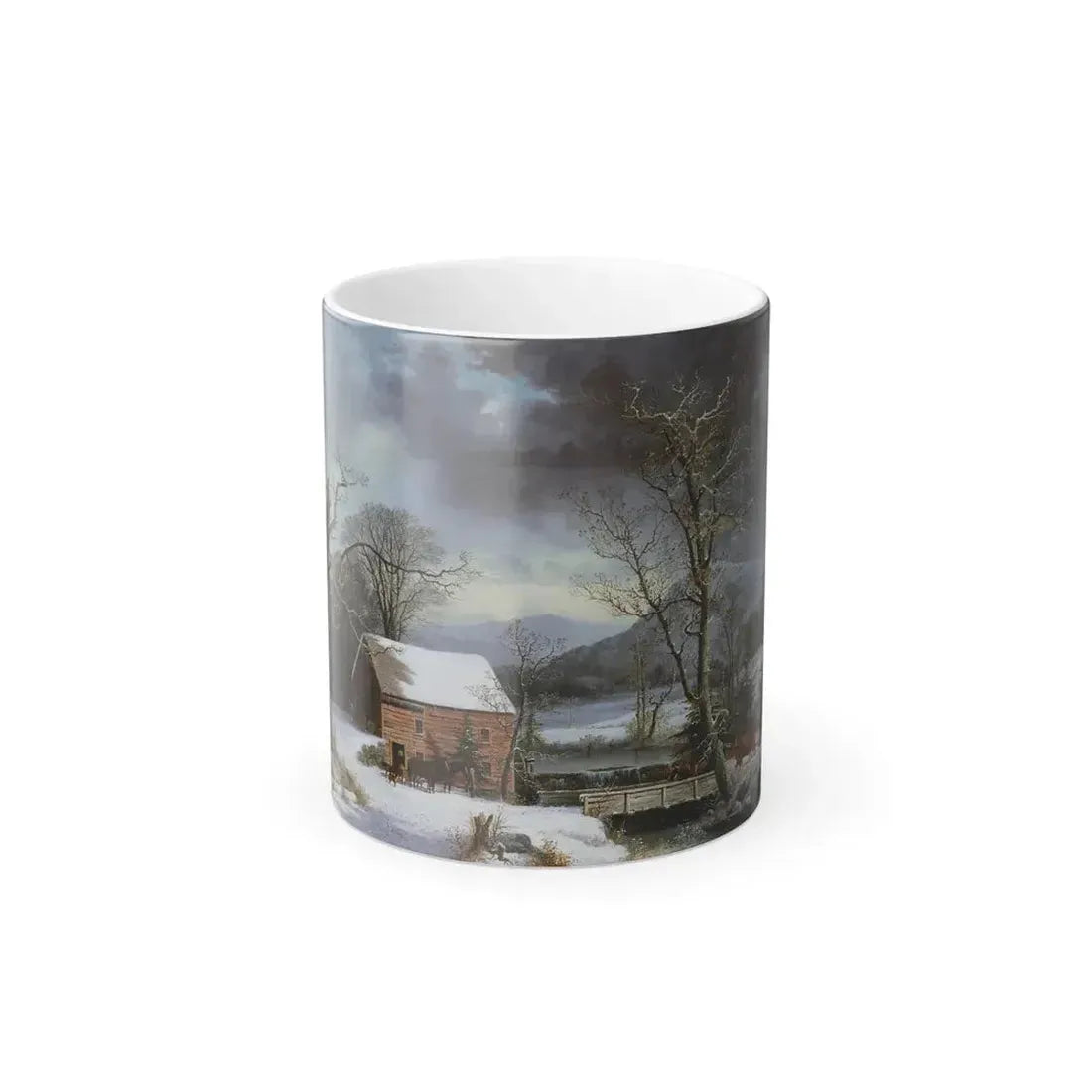 George Henry Durrie (1820-1863) At the Mill, Winter - Oil on Canvas 1858 - Color Changing Mug 11oz 11oz - Go Mug Yourself