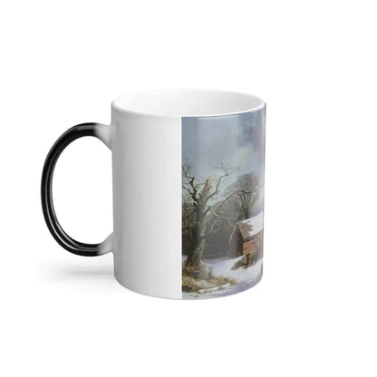 George Henry Durrie (1820-1863) At the Mill, Winter - Oil on Canvas 1858 - Color Changing Mug 11oz - Go Mug Yourself