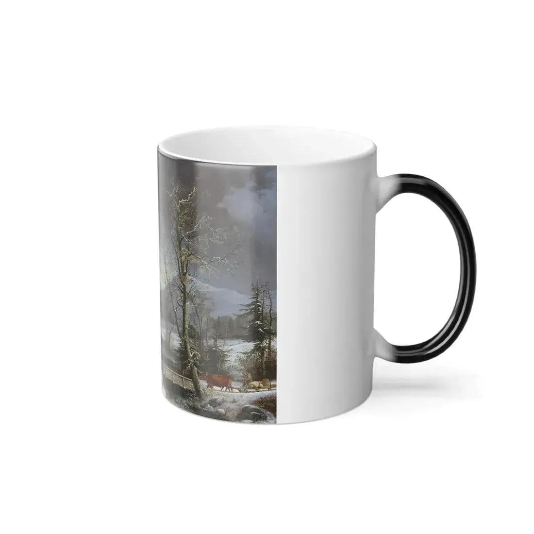 George Henry Durrie (1820-1863) At the Mill, Winter - Oil on Canvas 1858 - Color Changing Mug 11oz - Go Mug Yourself