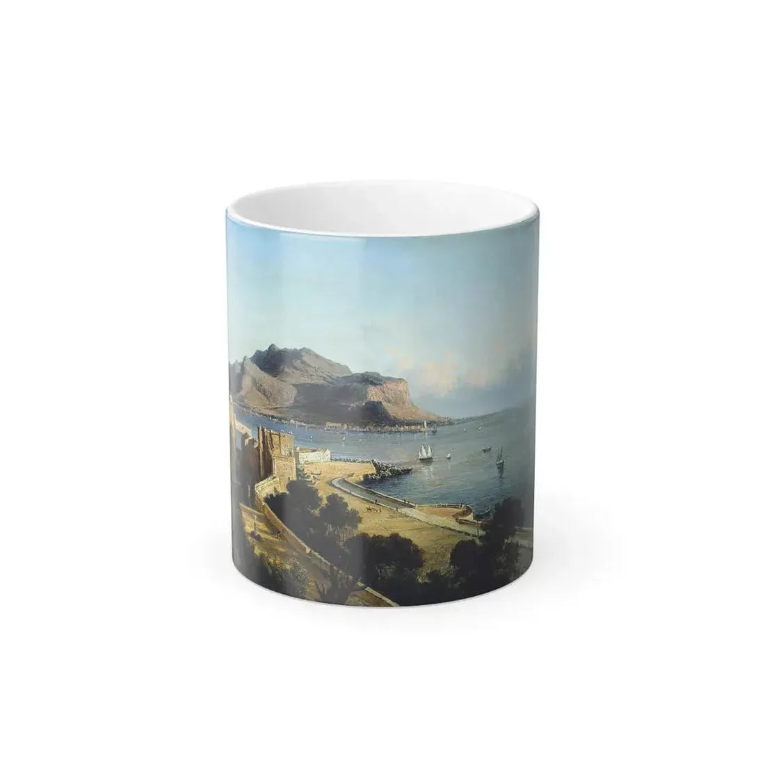 George Loring Brown (1814-1889) Monte Pellegrino at Palermo - oil on canvas 1856 - Color Changing Mug 11oz 11oz - Go Mug Yourself