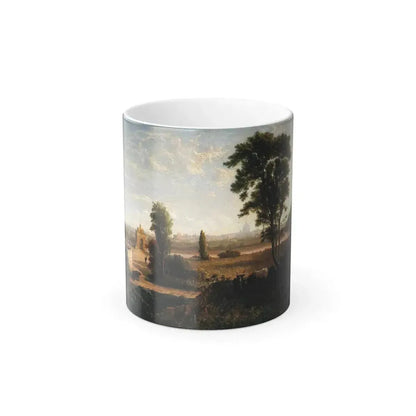 George Loring Brown (1814-1889) Near Sunset - View of Rome from Porte Molte - Oil on Canvas 1857 - Color Changing Mug 11oz 11oz - Go Mug Yourself