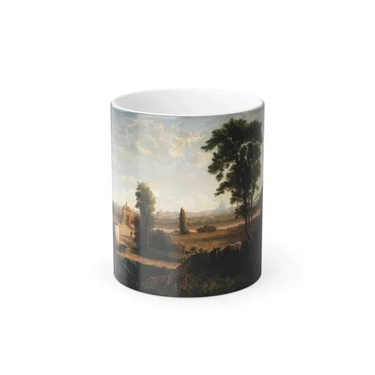George Loring Brown (1814-1889) Near Sunset - View of Rome from Porte Molte - Oil on Canvas 1857 - Color Changing Mug 11oz 11oz - Go Mug Yourself