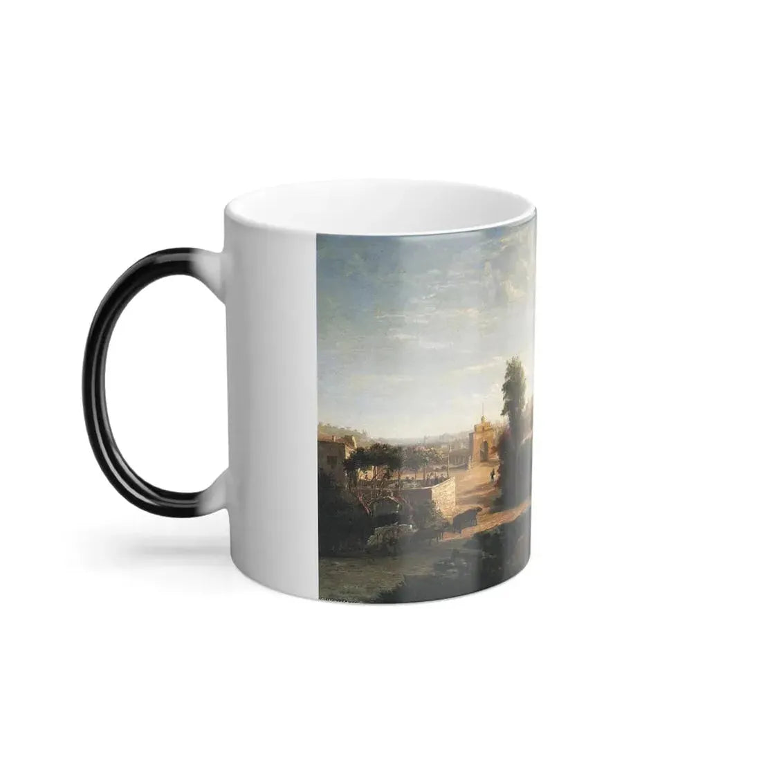 George Loring Brown (1814-1889) Near Sunset - View of Rome from Porte Molte - Oil on Canvas 1857 - Color Changing Mug 11oz - Go Mug Yourself