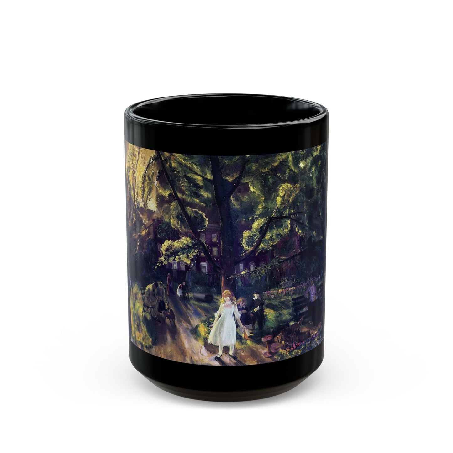 George Wesley Bellows (1882-1925) Gramercy Park - Black Coffee Mug-15oz-Go Mug Yourself