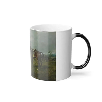 George Wright (1860-1942) The Riderless Horse - oil on canvas - Color Changing Mug 11oz - Go Mug Yourself