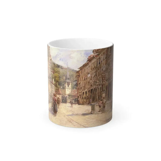 Georges Stein (1818-1890) a street scene in Bern - Color Changing Mug 11oz 11oz - Go Mug Yourself