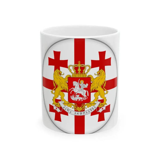 Georgian flag circle with COA (Georgia) White Coffee Mug 11oz - Go Mug Yourself
