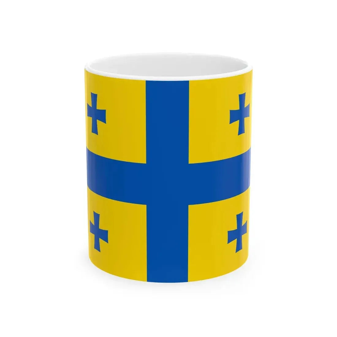 Georgian flag in Ukraines flag colors (Georgia) White Coffee Mug 11oz - Go Mug Yourself