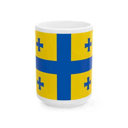 Georgian flag in Ukraines flag colors (Georgia) White Coffee Mug 15oz - Go Mug Yourself