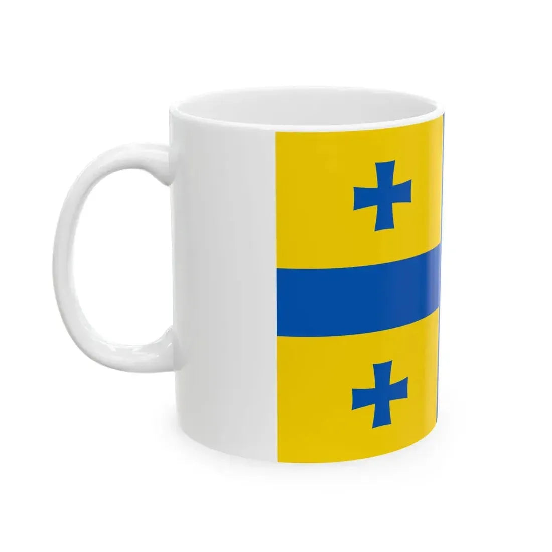 Georgian flag in Ukraines flag colors (Georgia) White Coffee Mug - Go Mug Yourself
