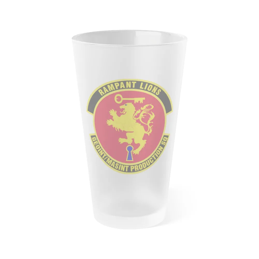 Geospatial Intelligence Measurement & Signatures Intelligence Production Squadron (U.S. Air Force) Frosted Pint Glass 16oz-16oz-Frosted-Go Mug Yourself