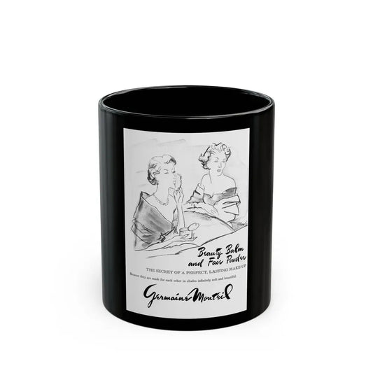 Germaine Monteil advt, Beauty Balm and Face Powder, 1950 - Black Coffee Mug 11oz - Go Mug Yourself