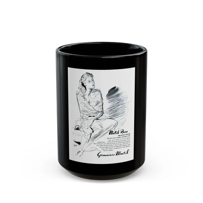 Germaine Monteil advt, Muted Rose, 1945 - Black Coffee Mug 15oz - Go Mug Yourself