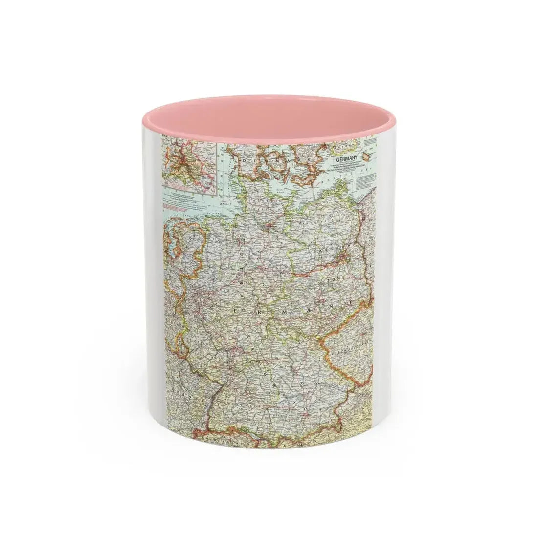 Germany (1959) (Map) Accent Coffee Mug 11oz Pink - Go Mug Yourself