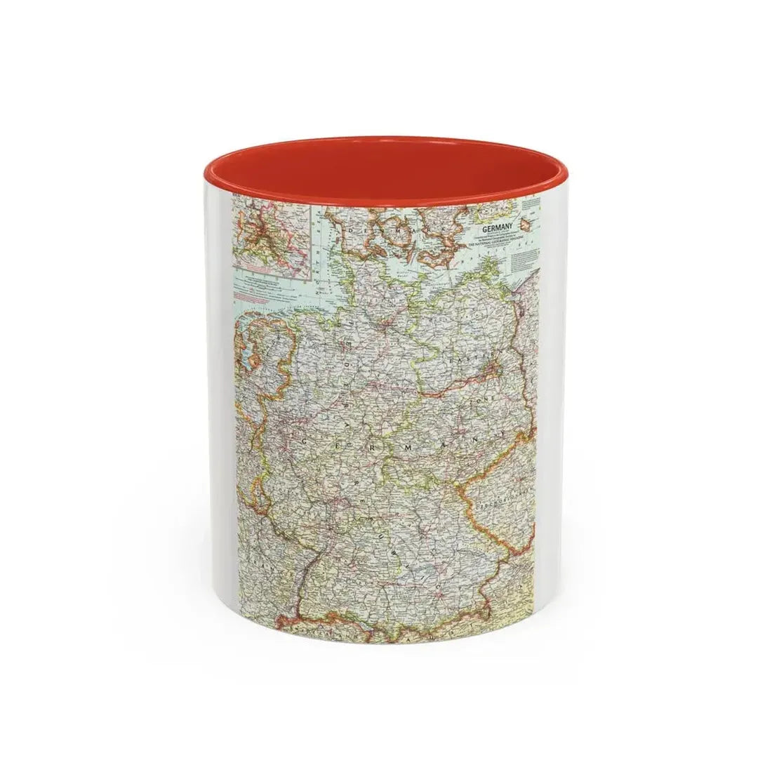 Germany (1959) (Map) Accent Coffee Mug 11oz Red - Go Mug Yourself