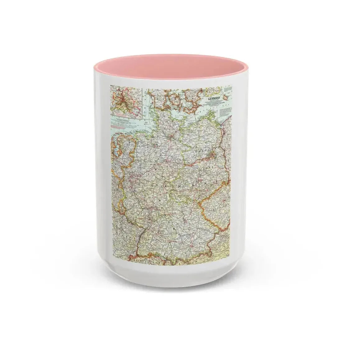 Germany (1959) (Map) Accent Coffee Mug 15oz Pink - Go Mug Yourself