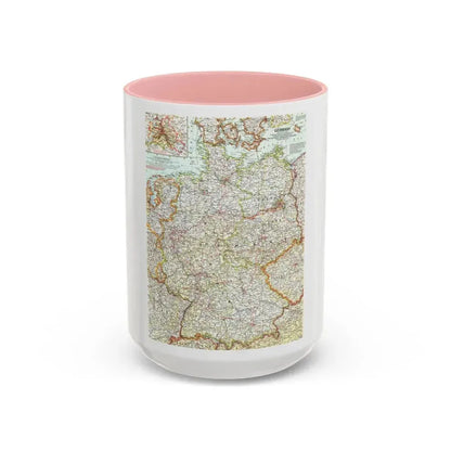 Germany (1959) (Map) Accent Coffee Mug 15oz Pink - Go Mug Yourself