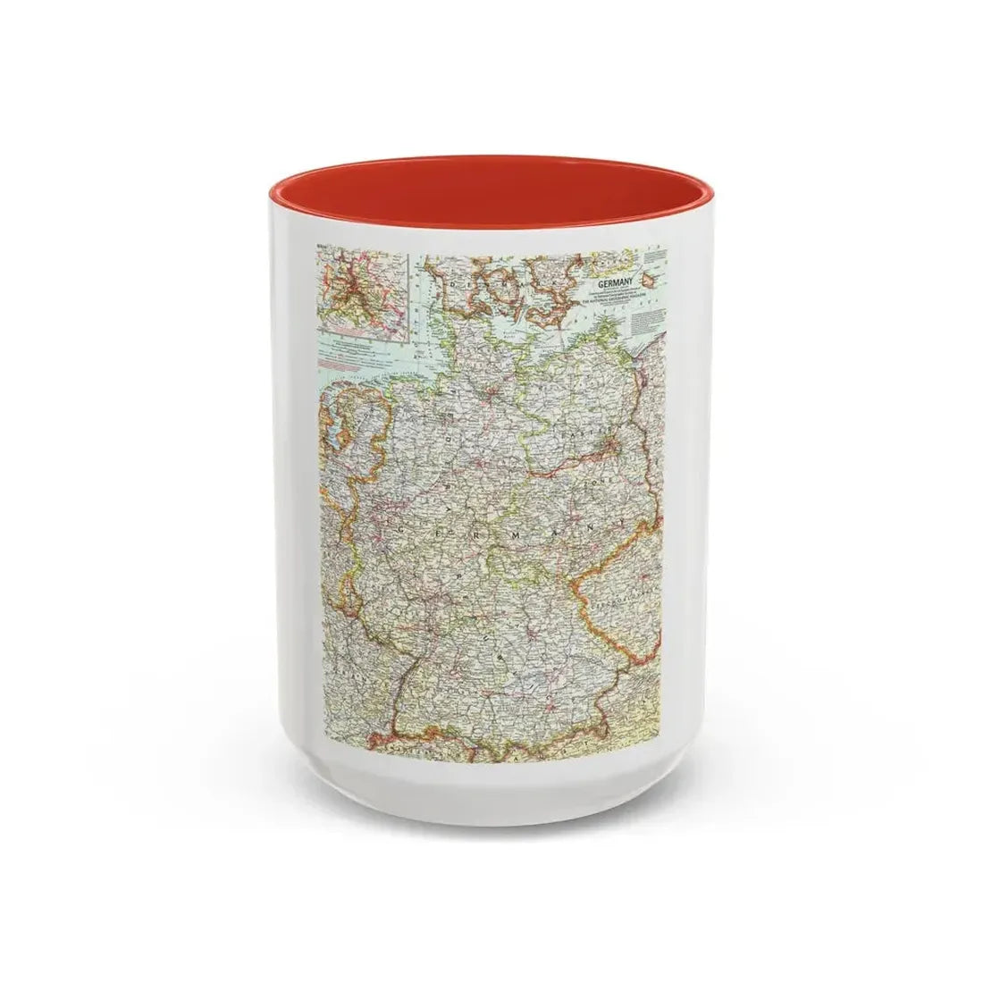 Germany (1959) (Map) Accent Coffee Mug 15oz Red - Go Mug Yourself