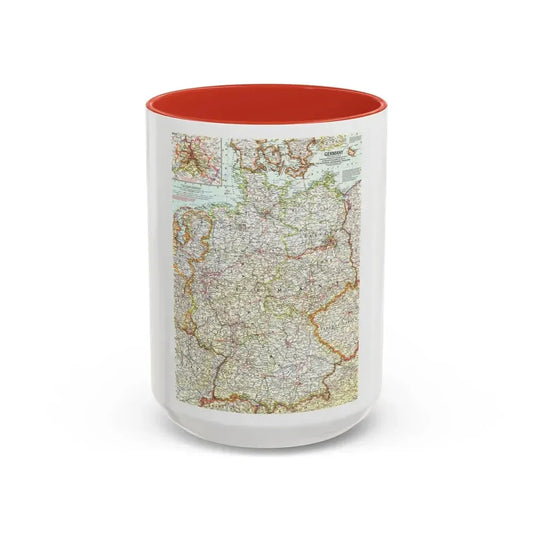 Germany (1959) (Map) Accent Coffee Mug 15oz Red - Go Mug Yourself