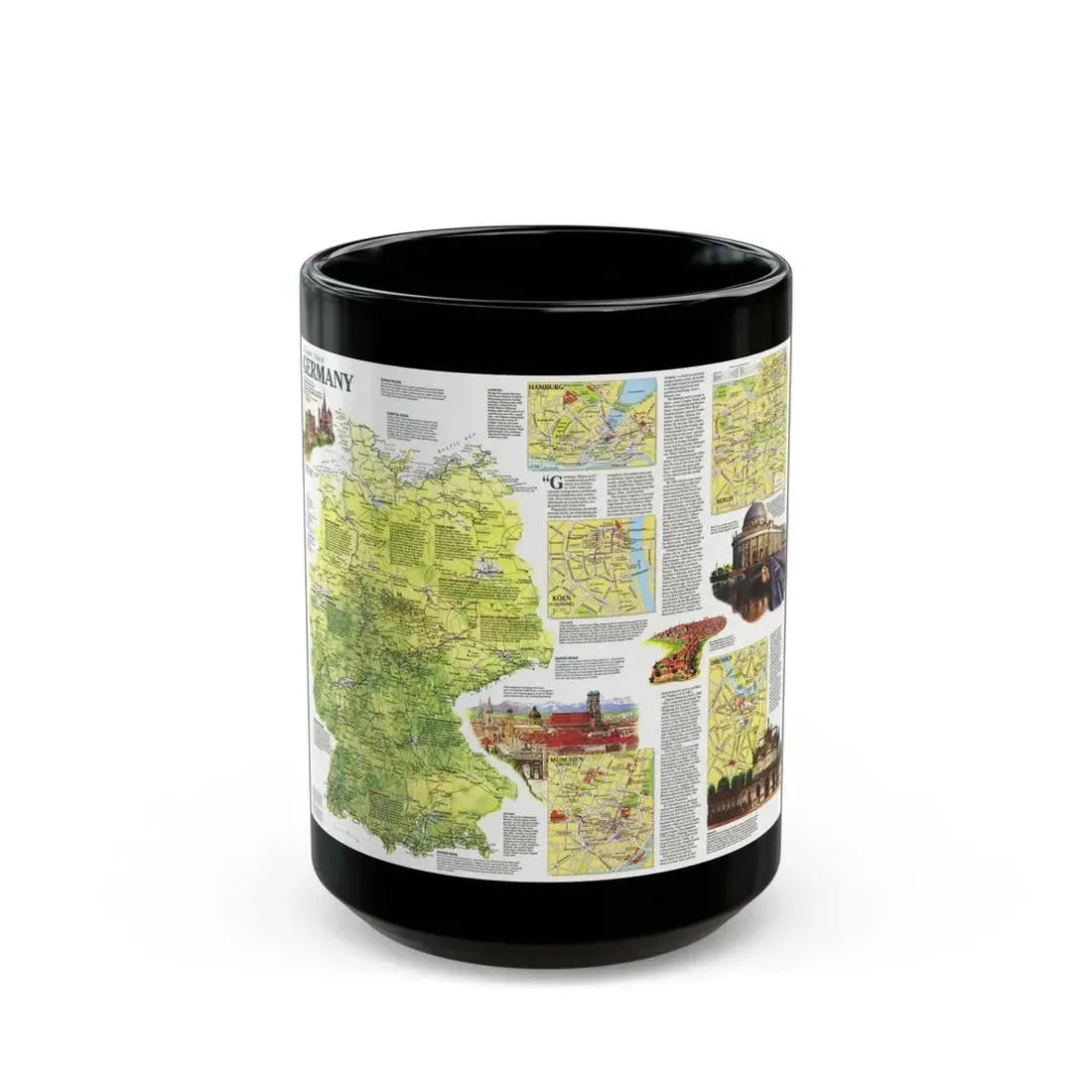 Germany - A Traveller's Map (1991) (Map) Black Coffee Mug 15oz - Go Mug Yourself