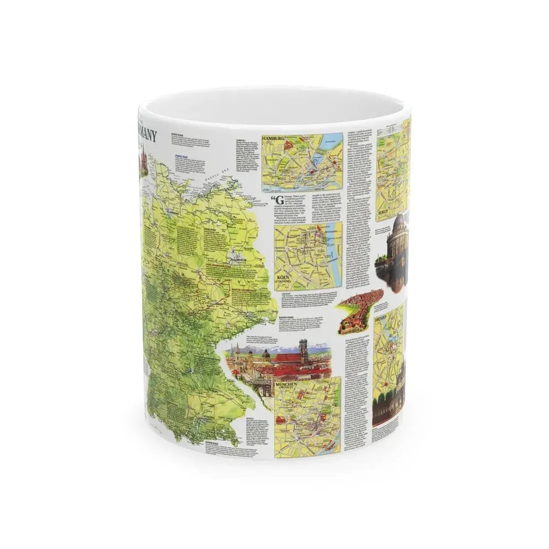 Germany - A Traveller's Map (1991) (Map) White Coffee Mug 11oz - Go Mug Yourself