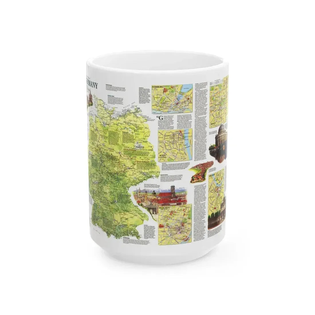 Germany - A Traveller's Map (1991) (Map) White Coffee Mug 15oz - Go Mug Yourself
