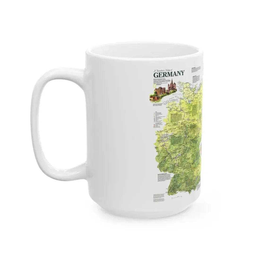 Germany - A Traveller's Map (1991) (Map) White Coffee Mug - Go Mug Yourself