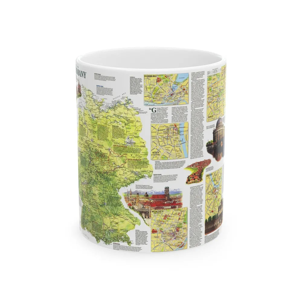 Germany - A Traveller's Map (1991) (Map) White Coffee Mug-11oz-Go Mug Yourself