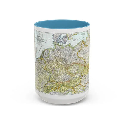 Germany and its Approaches (1944) (Map) Accent Coffee Mug 15oz Light Blue - Go Mug Yourself