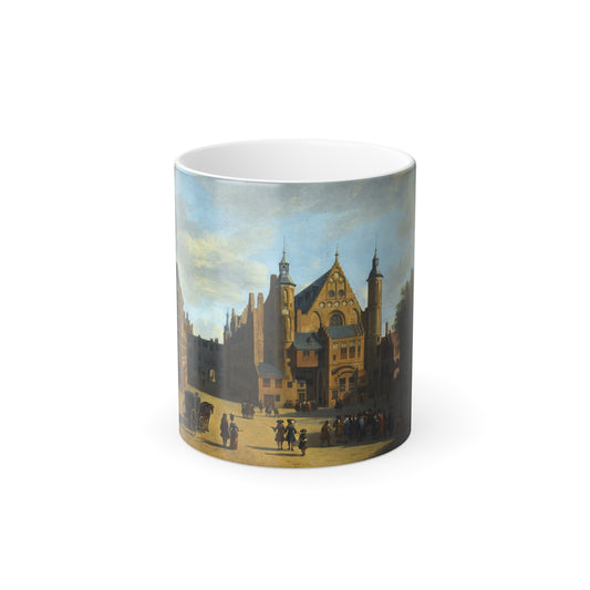 Gerrit Adriaensz Berckheyde (1638-1698) A view of the Binnenhog in the Hague with the Ridderzaal - Oil -0 - Color Changing Mug 11oz-11oz-Go Mug Yourself