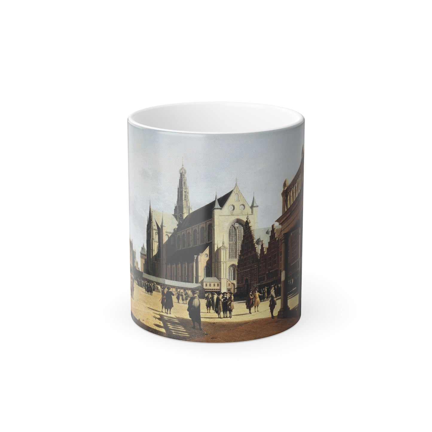 Gerrit Adriaensz Berckheyde (1638-1698) the marketplace and church at haarlem - 1674 - Color Changing Mug 11oz-11oz-Go Mug Yourself