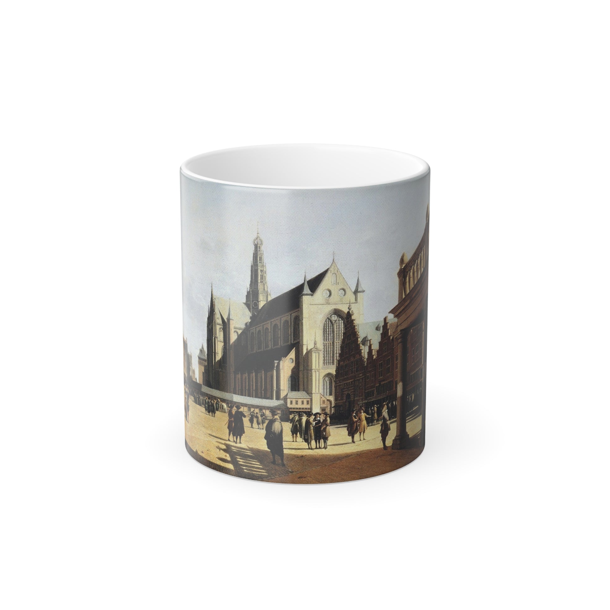 Gerrit Adriaensz Berckheyde (1638-1698) the marketplace and church at haarlem - 1674 - Color Changing Mug 11oz-11oz-Go Mug Yourself