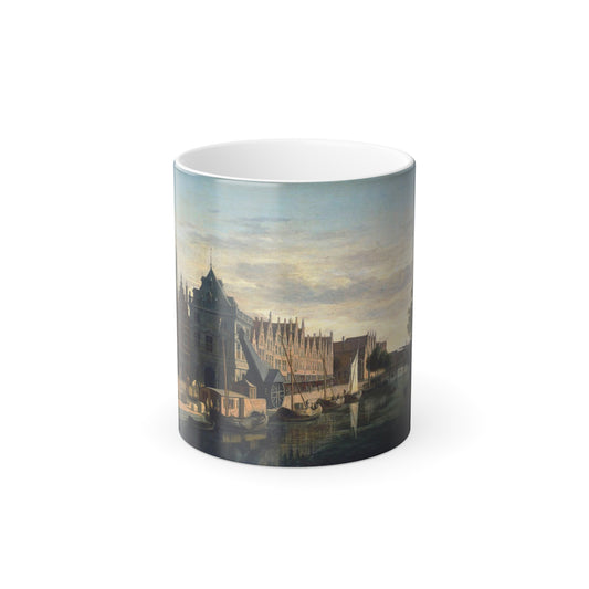 Gerrit Adriaensz Berckheyde (1638-1698) the weigh-house and crane on the spaarne at haarlem - c1670 - c-0 - Color Changing Mug 11oz-11oz-Go Mug Yourself