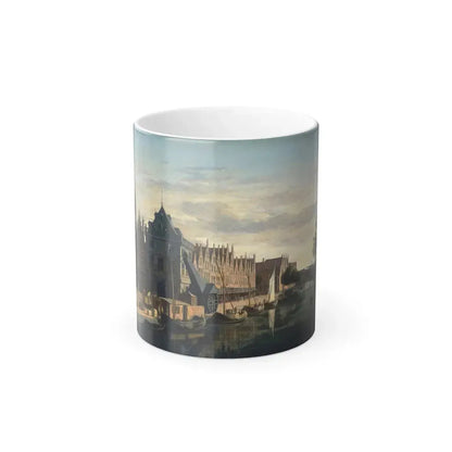 Gerrit Adriaensz Berckheyde (1638-1698) the weigh-house and crane on the spaarne at haarlem - c1670 - c-0 - Color Changing Mug 11oz 11oz - Go Mug Yourself