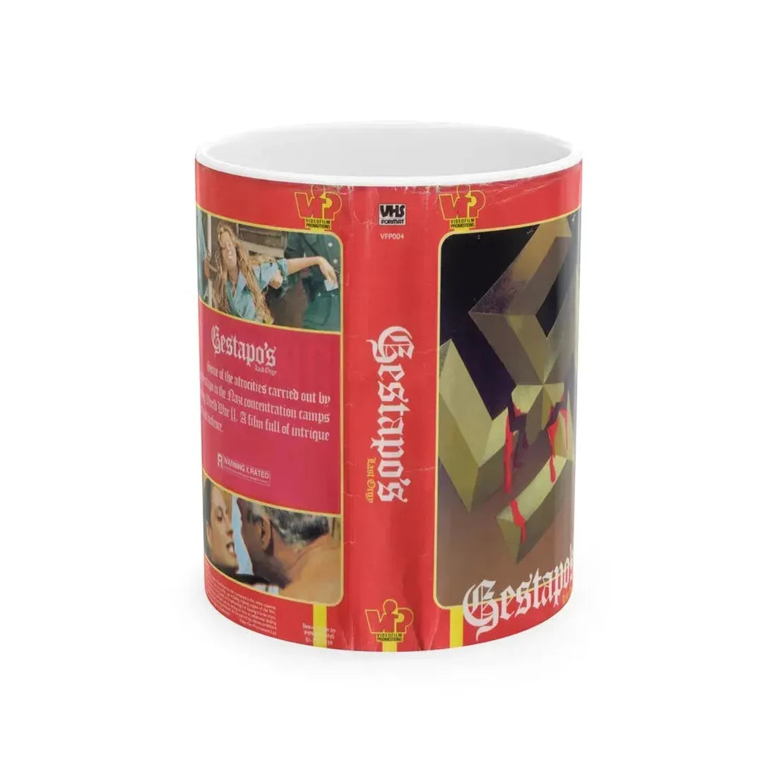 GESTAPO'S LAST ORGY VIDEO NASTY (VHS COVER) - White Coffee Mug 11oz - Go Mug Yourself